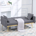 Aukfa 75" Square Arm Futon Convertible Sofa Bed for Home Office, 2 Cup Holders, Linen, Dark Gray