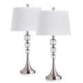 Homeglam Madison 27 - Inch Crystal Ball Metal Table Lamp (Set of 2) Brushed Nickel