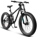 Ambifirner 26" Fat Tire Mountain Bike with Full Suspension - 4" Wide All - Terrain Tires & Shimano 21 - Speed Drivetrain - Outdoor Bike for Men/Women 85% Pre - Assembled Durable Design