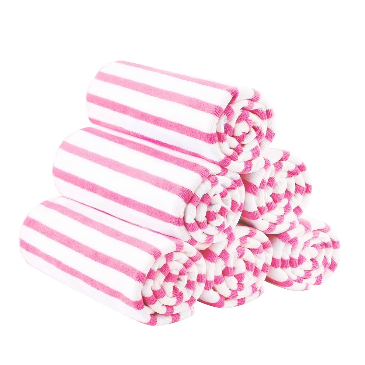 Jml 6-Pack Cabana Striped Beach Towel Bath Towel Pink, Size: 27