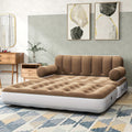 Inflatable Air Sofa Bed 2 - in - 1 Backrest Couch Airbed with Headboard and Pump Convertible Blow up Bed Mattress for Home, Camping, and Guests, Living Room Furniture, Queen Size