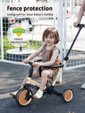 Newyoo TR008 5 - in - 1 Toddler Tricycle with Push Handle, Converts to Balance Bike for 1 - 3 Year Old, Khaki