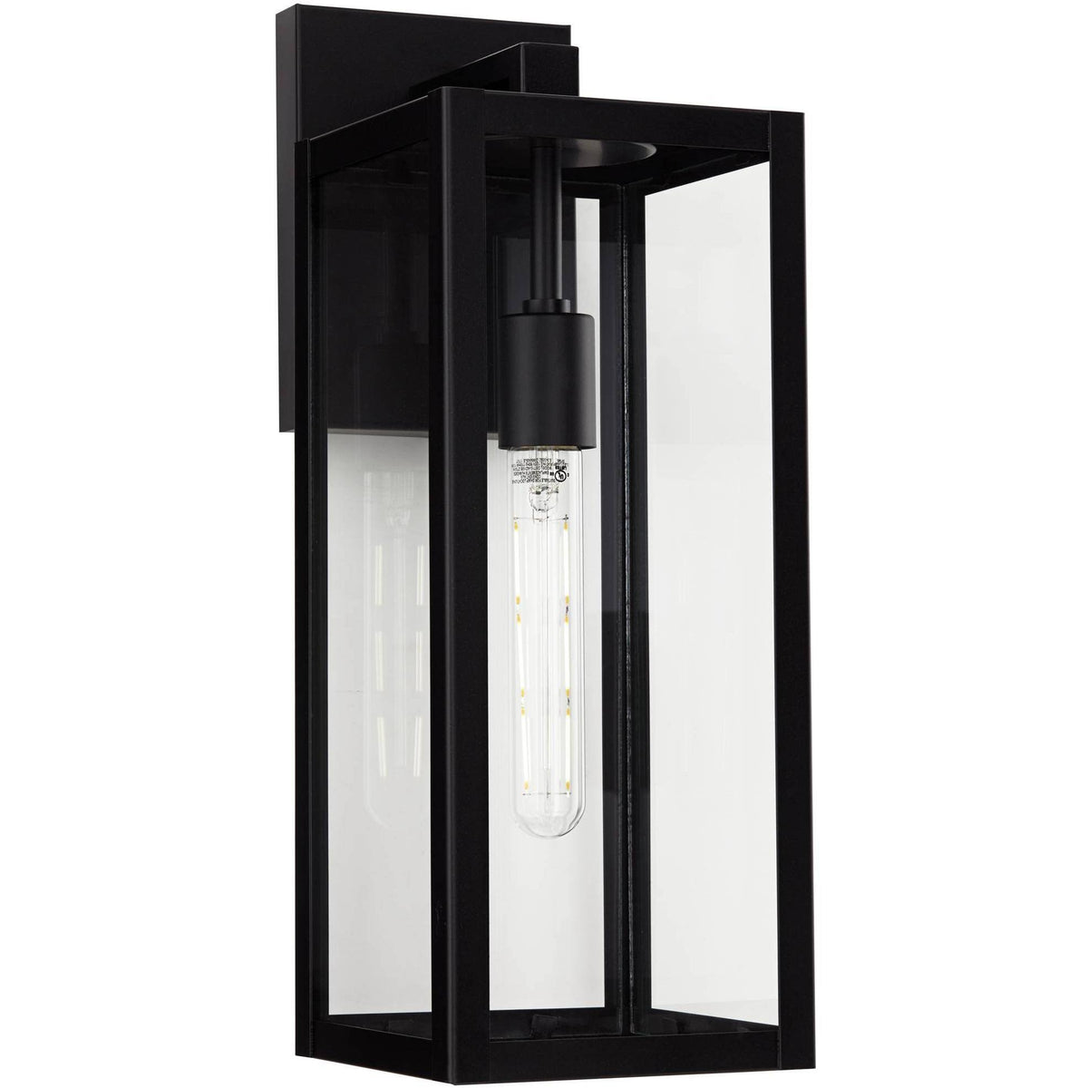 John Timberland Modern Industrial Outdoor Wall Light Fixture Mystic Black 17" Clear Glass Damp Rated Exterior House Porch Patio