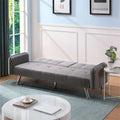 Aukfa 75" Square Arm Futon Convertible Sofa Bed for Home Office, 2 Cup Holders, Linen, Dark Gray