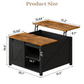 Waleaf Wooden Coffee Table, Lift Top Coffee Table with Large Hidden Storage Shelf for Living Room