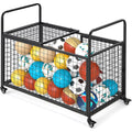 AECOJOY Ball Cart Storage, Rolling Basketball Bin with Wheels for Garage, School, Gym, Sports Equipment and Toy Organizer, Extra Large