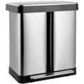 Arlopu 16 Gallon / 60 L Dual Trash Can, Stainless Steel Kitchen Garbage Can with Soft - Close Lid, Home Office Classified Recycle Bin