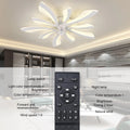 Garwarm Dimmable Ceiling Fan with Light and Remote Control, 27" Small Flush Mounted Ceiling Fan with LED Lights, APP and Remote Controlled, Modern, White