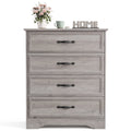 Holliwill 4 Drawer Dressers for Bedroom, Modern Wood Chest of Drawers Storage Cabinet for Living Room, Hallway, Gray