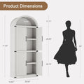 Garvee Arched Storage Cabinet, 71.6" Tall Kitchen Pantry with Doors, 5 - Tier Farmhouse Bookshelf, Large Wooden Display Cabinet for Kitchen, Dining Room, Living Room, White