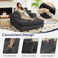 ZAFLY 44" Modern Corduroy Accent Armchair with Storage Ottoman for Living Room, Black