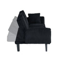Aukfa 75" Square Arm Futon Convertible Sofa Bed for Home Office, 2 Cup Holders, Linen, Dark Gray