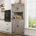 Blotout 68" Tall Farmhouse Corner Cabinet with 4 Doors, 28.3" W Barn Door Storage Cabinet with Adjustable Shelves, 5 Tier Corner Storage Cabinet for Bathroom, Living Room, Kitchen