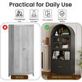AECOJOY 73" Kitchen Pantry, Metal Arched Cabinet with Glass Door & Adjustable Shelves