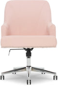 Serta Leighton Home Office Desk Chair Chrome Nailheads Twill Fabric Lilac Purple