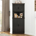 Blotout 68" Tall Farmhouse Corner Cabinet with 4 Doors, 28.3" W Barn Door Storage Cabinet with Adjustable Shelves, 5 Tier Corner Storage Cabinet for Bathroom, Living Room, Kitchen