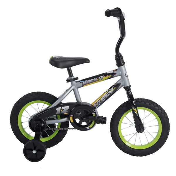 12 In. Rock It Boy Kids Bike, Grey Matte and Lime