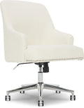 Serta Leighton Home Office Desk Chair Chrome Nailheads Twill Fabric Lilac Purple