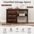 Folding Sewing Table with Charging Station, Rolling Craft Table w/ 3 Storage Trays & Shelf, Mobile Sewing Machine Cabinet for Small Spaces