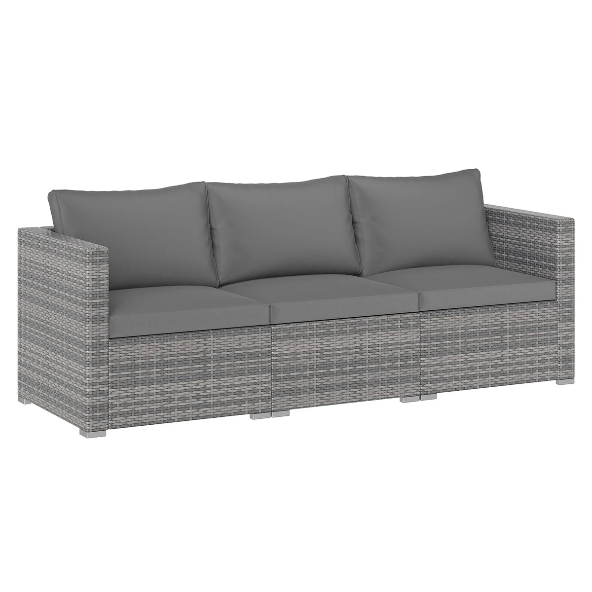Tangkula Outdoor Patio 3 Seat Sofa Set | PE Rattan Modular Cushioned Sectional Couch Furniture Set