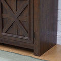 60" Farmhouse Fireplace TV Stand for Tvs up to 70 in, Entertainment Center with 18" Electric Fireplace, Rustic TV with Glass Barn Doors for Living Room, Adjustable Shelf