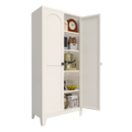 Metal Storage Cabinet with Doors and Adjustable Shelves, 71'' 2 Shapely Doors Cabinet, 5 - Tier Tall Steel Locker for Bedroom, Living Room, Office, Home, White