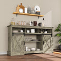 Mayincolor Farmhouse TV Stand for 65+ Inch TV, 34'' Tall Entertainment Center with Sliding Barn Doors, Rustic Wood Media Console Storage Cabinet Television Stand for Living Room, Light Grey