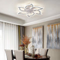 Garwarm Dimmable Ceiling Fan with Light and Remote Control, 27" Small Flush Mounted Ceiling Fan with LED Lights, APP and Remote Controlled, Modern, White