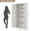 Dsstyles Pantry Cabinet, Freestanding Kitchen Pantry Storage Cabinet, 70" Cupboard, Tall Storage Cabinet with Doors and Adjustable Shelves, for Bathroom, Dining Room, Living Room, Antique White/Gray
