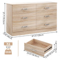 Winkalon 6 Drawer Oak Double Dresser, Wood Storage Cabinet with Easy Pull Out Handles for Living Room, Chest of Drawers for Bedroom