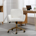 Furniture Office Chair, Artificial Rabbit Hair Makeup Vanity Chair Chair, 360 Comfy Swivel Armchair with Wheels, Modern Height Adjustable Cute Vanity Chair for Living Room Small Spaces Pink