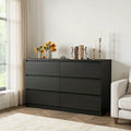 Kadyn Modern 6 Drawer Dresser Wood Cabinet, Dresser for Bedroom, Kitchen Storage Cabinet with Drawers, Chest of Drawers(Black)