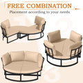 AECOJOY Patio Furniture Outdoor Round Daybed with Removable Cushions 4 Piece Sectional Sofa Patio Furniture Set, Beige