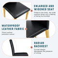 Set of 4 Black PU Leather Backrest Chairs with Gold Metal Legs - A Perfect Pairing, Ideal for Minimalist and Modern Home Decor Styles, with Product Dimensions of 16.2*18.5*34.6 in