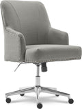 Serta Leighton Home Office Desk Chair Chrome Nailheads Twill Fabric Lilac Purple