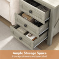 IDEALSOUL Nightstand, Bedside Table with Charging Station, Farmhouse 3 Drawer Nightstand Rustic Night Stand End Tables for Bedroom Living Room, Gray