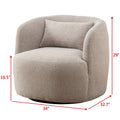 34" Wide Boucle Swivel Barrel Chair, No Assembly Round Upholstered Armchair Accent Chair Single Sofa Chair with Toss Pillow for Living Room and Bedroom, Taupe