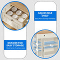 Uforic Kitchen Island Cart with Power Outlets, Kitchen Storage Trolley Cart with Storage Shelves & Drawers, Off - White