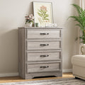 Holliwill 4 Drawer Dressers for Bedroom, Modern Wood Chest of Drawers Storage Cabinet for Living Room, Hallway, Gray