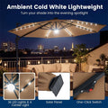 10FT Cantilever Patio Umbrella w/ 36 Solar LED Lights, 360° Rotation Offset Hanging Umbrella, Easy Tilt, 8 Sturdy Ribs, Sun Shade for Yard Pool