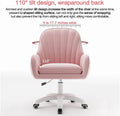 Home Office Chair Computer Chair with Mid - Back Upholstered Modern Tufted Computer Task Chair Swivel Height Adjustable Velvet Accent Chair.white