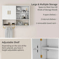 Bathroom Wall Cabinet Solid Wood Large Wall Mounted Medicine Cabinet with 2 Doors and 4 Open Shelves Over Toilet Storage Cabinet with Towel Bar (White)