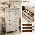 Keywhat Farmhouse 5 Drawer Dresser for Bedroom, Chest of Drawers Wood Organizer for Living Room, Antique White