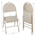 Costway Set of 6 Folding Chairs Fabric Upholstered Padded Seat Metal Frame Home Office Beige