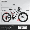 Ambifirner 26" Fat Tire Mountain Bike with Full Suspension - 4" Wide All - Terrain Tires & Shimano 21 - Speed Drivetrain - Outdoor Bike for Men/Women 85% Pre - Assembled Durable Design
