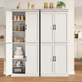 Dsstyles Pantry Cabinet, Freestanding Kitchen Pantry Storage Cabinet, 70" Cupboard, Tall Storage Cabinet with Doors and Adjustable Shelves, for Bathroom, Dining Room, Living Room, Antique White/Gray