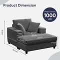 ZAFLY 44" Modern Corduroy Accent Armchair with Storage Ottoman for Living Room, Black