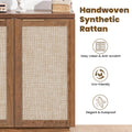 Hommpa Sideboard Buffet Cabinet Rattan Kitchen Storage Organizer with 5 - Position Adjustable Shelf & 2 Doors Boho Farmhouse Accent Cabinets TV Console for Living Dining Room Coffee Bar