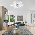 Garwarm Dimmable Ceiling Fan with Light and Remote Control, 27" Small Flush Mounted Ceiling Fan with LED Lights, APP and Remote Controlled, Modern, White