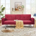 Aukfa 75" Square Arm Futon Convertible Sofa Bed for Home Office, 2 Cup Holders, Linen, Dark Gray